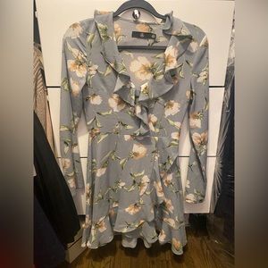 Missguided Blue Floral Ruffle Dress Size 2